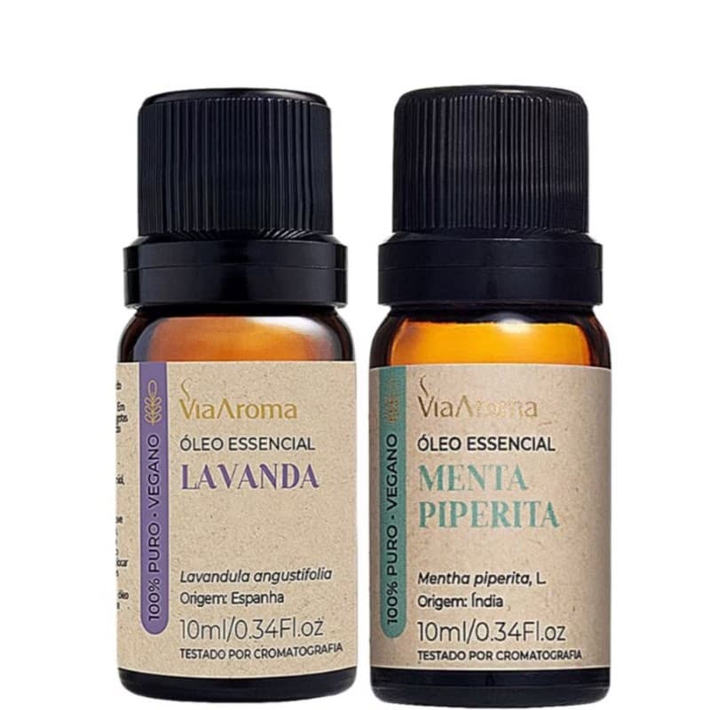 Kit 02 Óleo Essencial Via Aroma Puro Vegano 10 ml Aromaterapia