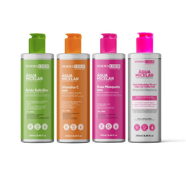 Água Micelar Dermachem 250ml Kit com 4