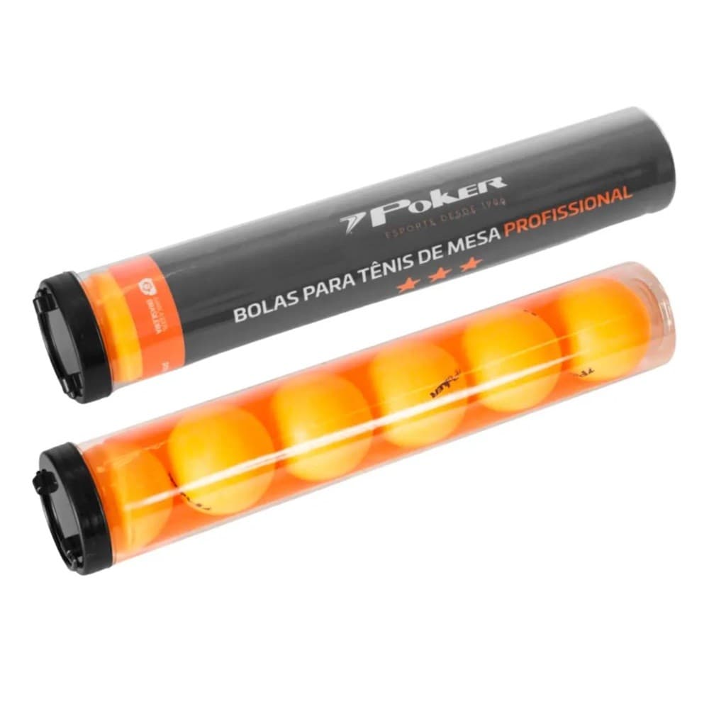 KIT 6 BOLAS DE TÊNIS DE MESA POKER PRO 3 ESTRELAS PING PONG