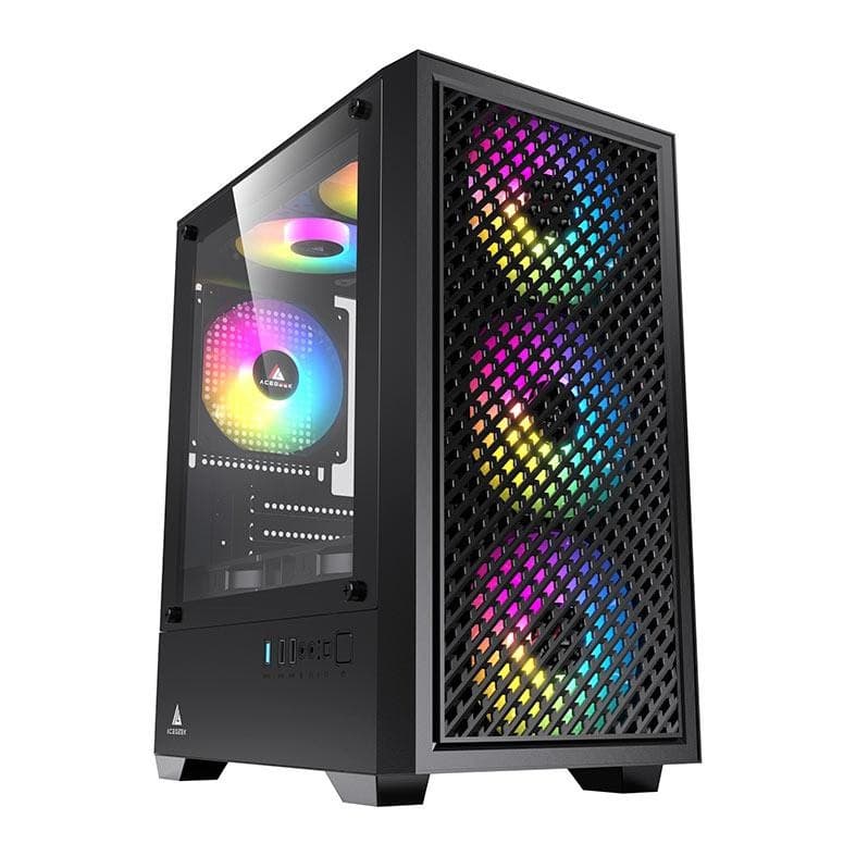 Gabinete Gamer Acegeek Pulse, Mid-Tower, Lateral de Vidro, Preto, AG-PULSE-BK