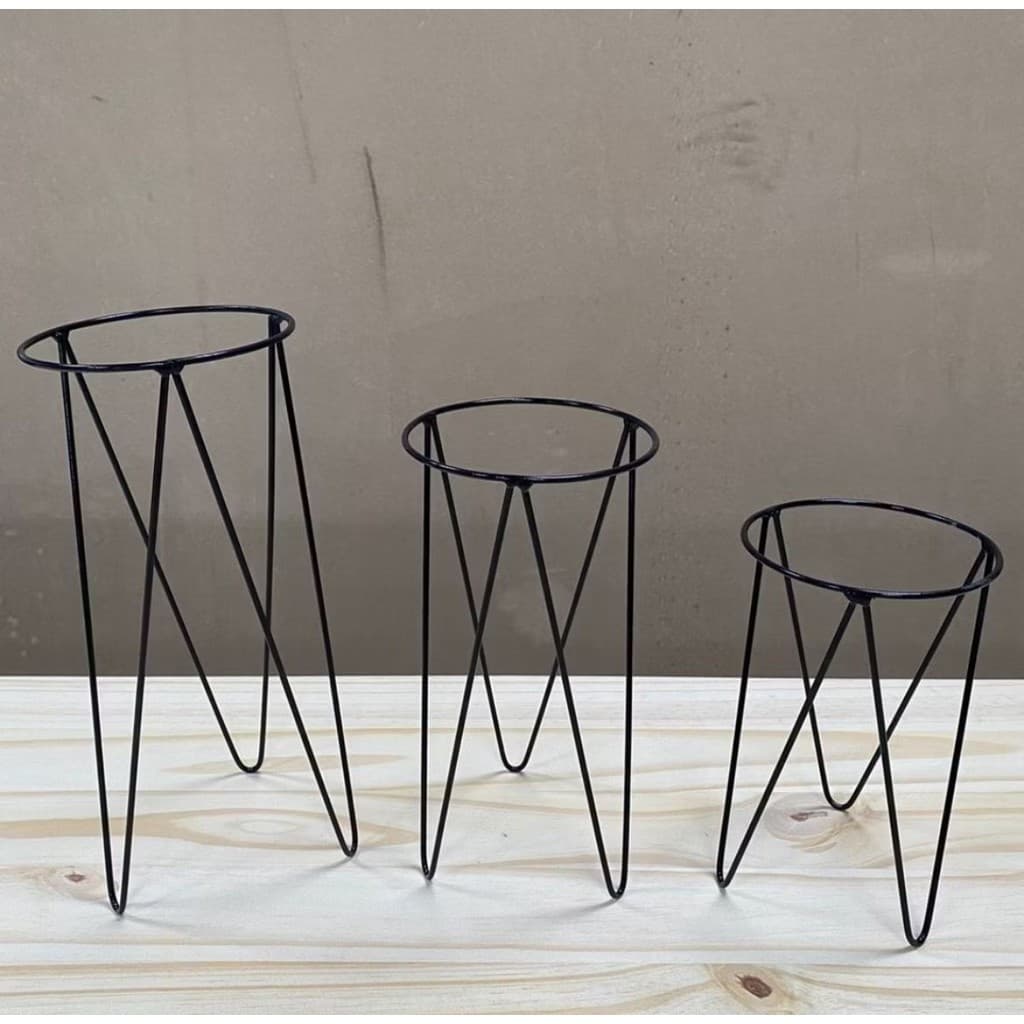 Kit 3 Suportes Para Vaso de Plantas | Decoração de Ambiente | Ferro Aramado