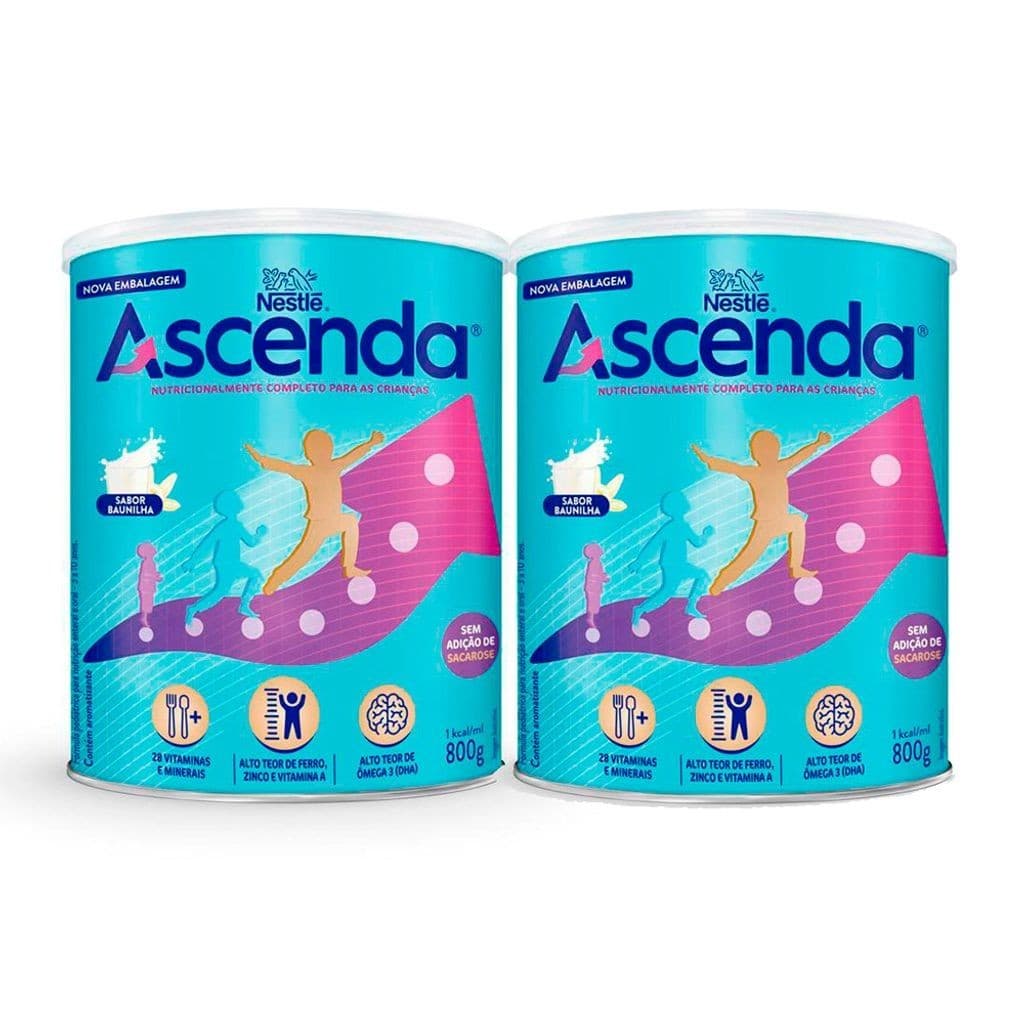 Kit 2 Suplemento Alimentar Nestlé Ascenda Baunilha 800g