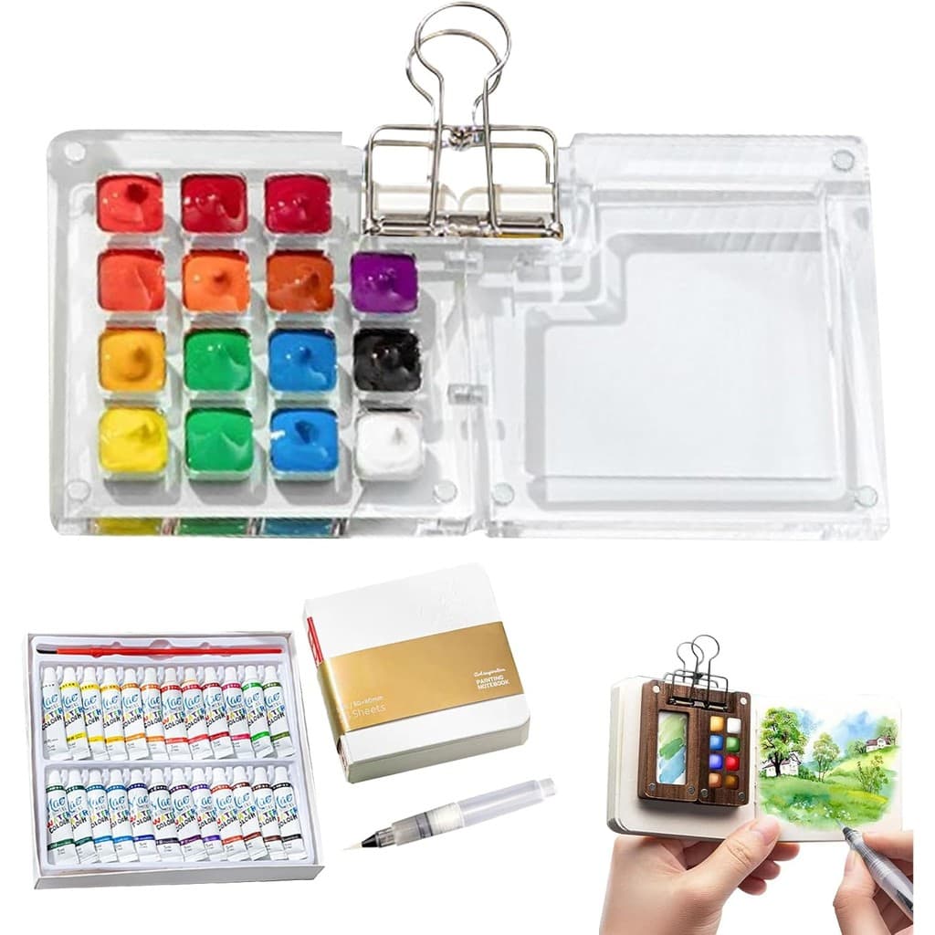 Conjunto De Viagem Em Aquarela Para Artista De Bolso,Mini Paleta De Portátil,Desenho Ao Ar Livre Qualquer Pessoa Que Ama