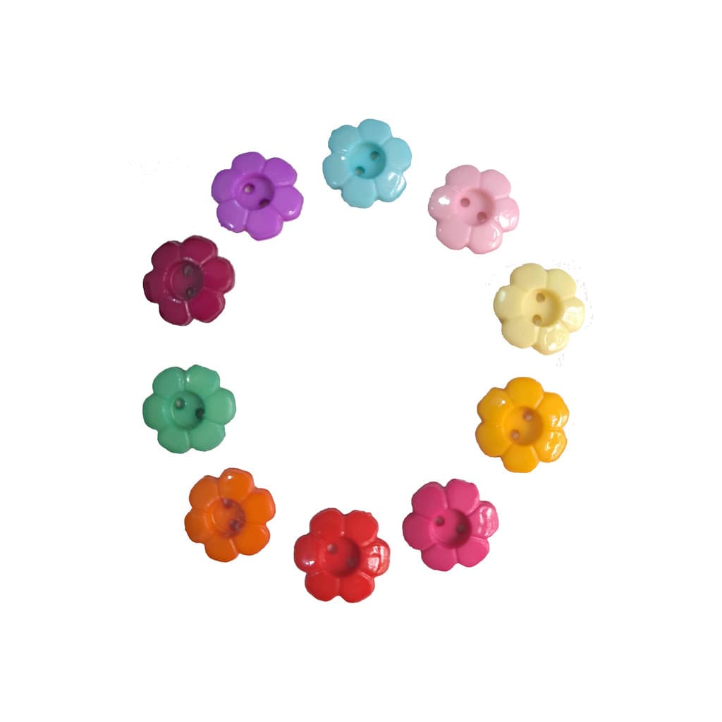 50 Botão Flor Florzinha 2 Furos 17mm Tam:28 Colorido Sortido