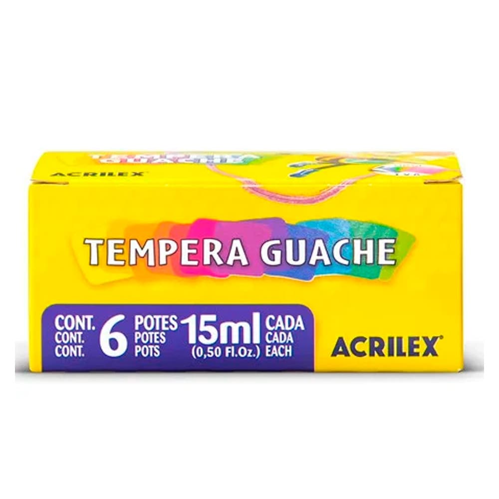 Tinta Guache 6 Cores Acrilex 15ml - Acrilex