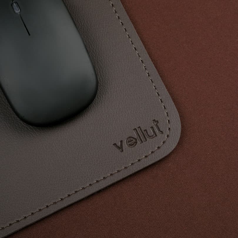 MousePad Deskpad 20x20cm Pequeno Vellut Couro Sintético Para Mouse Escritório Office