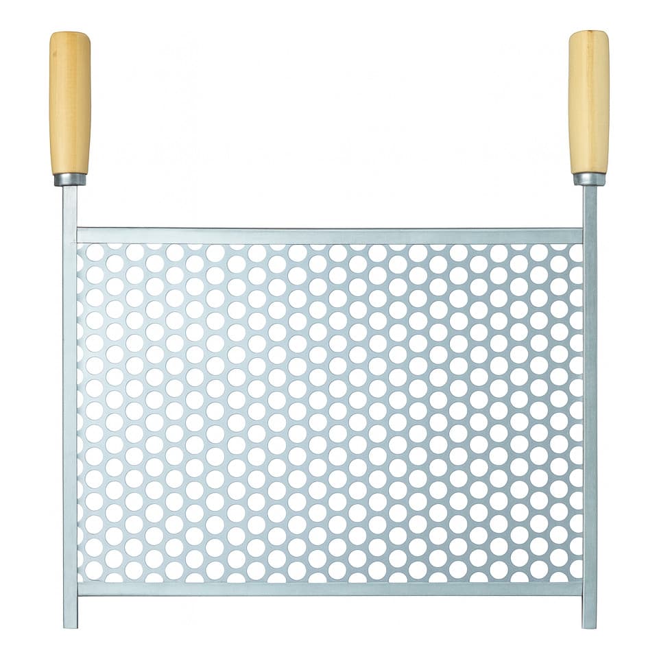 Grelha Churrasco Grande Tela Moeda 50x50cm Alças De Madeira