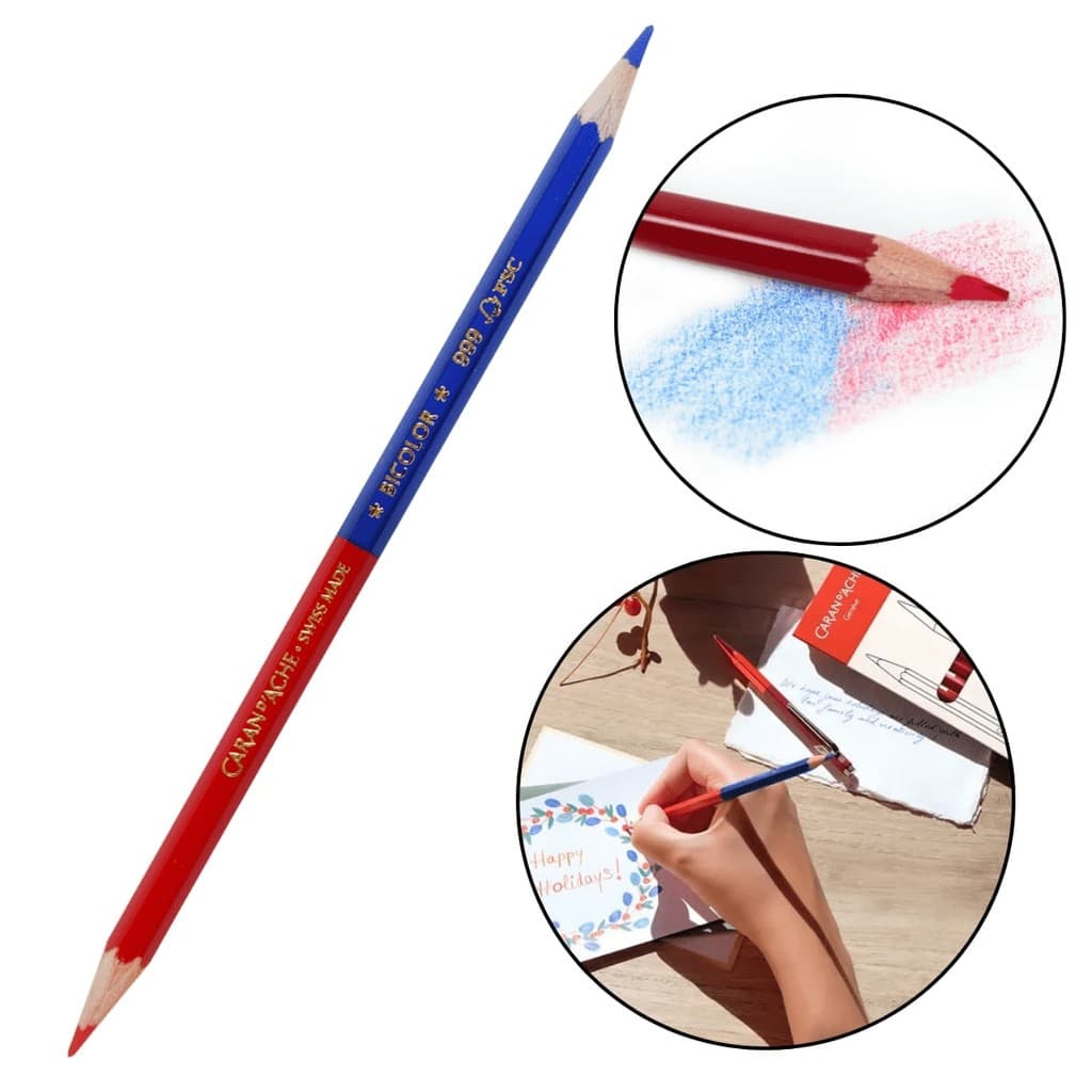 Lápis de Cor Bicolor Aquarelável Caran D'ache Prismalo Azul e Vermelho