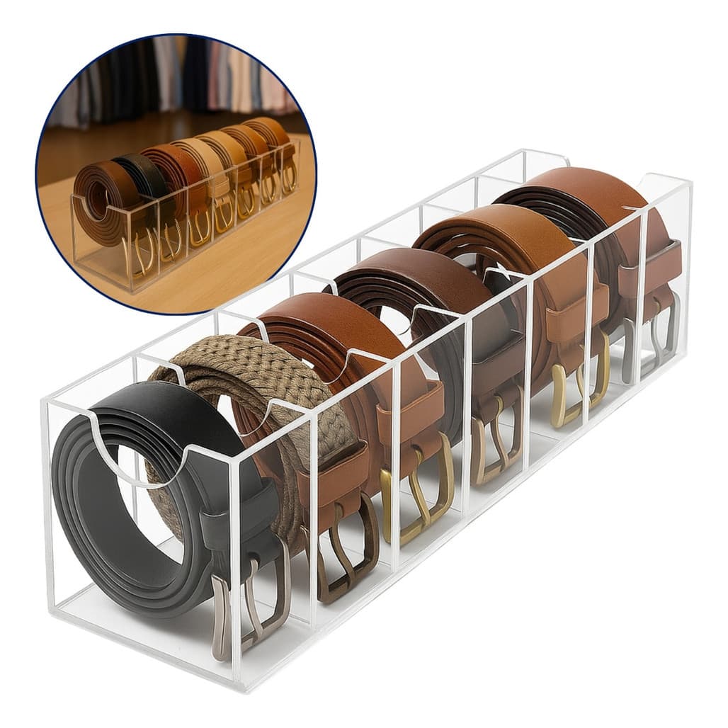 Suporte Expositor 7 Cintos Organizador Divisórias Armário Closet Loja Balcão Organizar