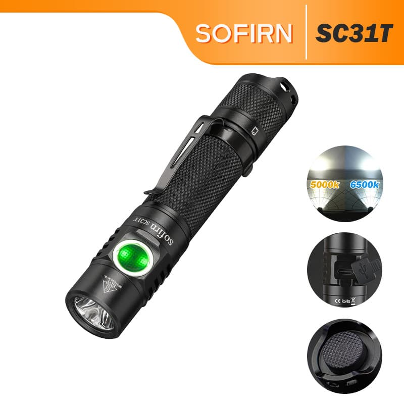 Sofirn SC31T Lanterna LED Recarregável De 2000 Lúmens Com Modos Escalonados E Rampa Sem Escalonamento Por Bateria 18650
