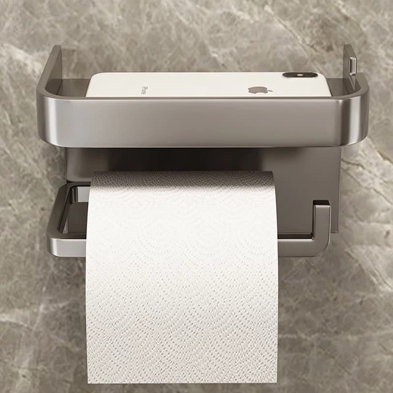 Suporte Papel Higiênico Metal Ou Plastico Apoio Para Celular Premium Fixo na Parede Sem Furos Facil Instalar