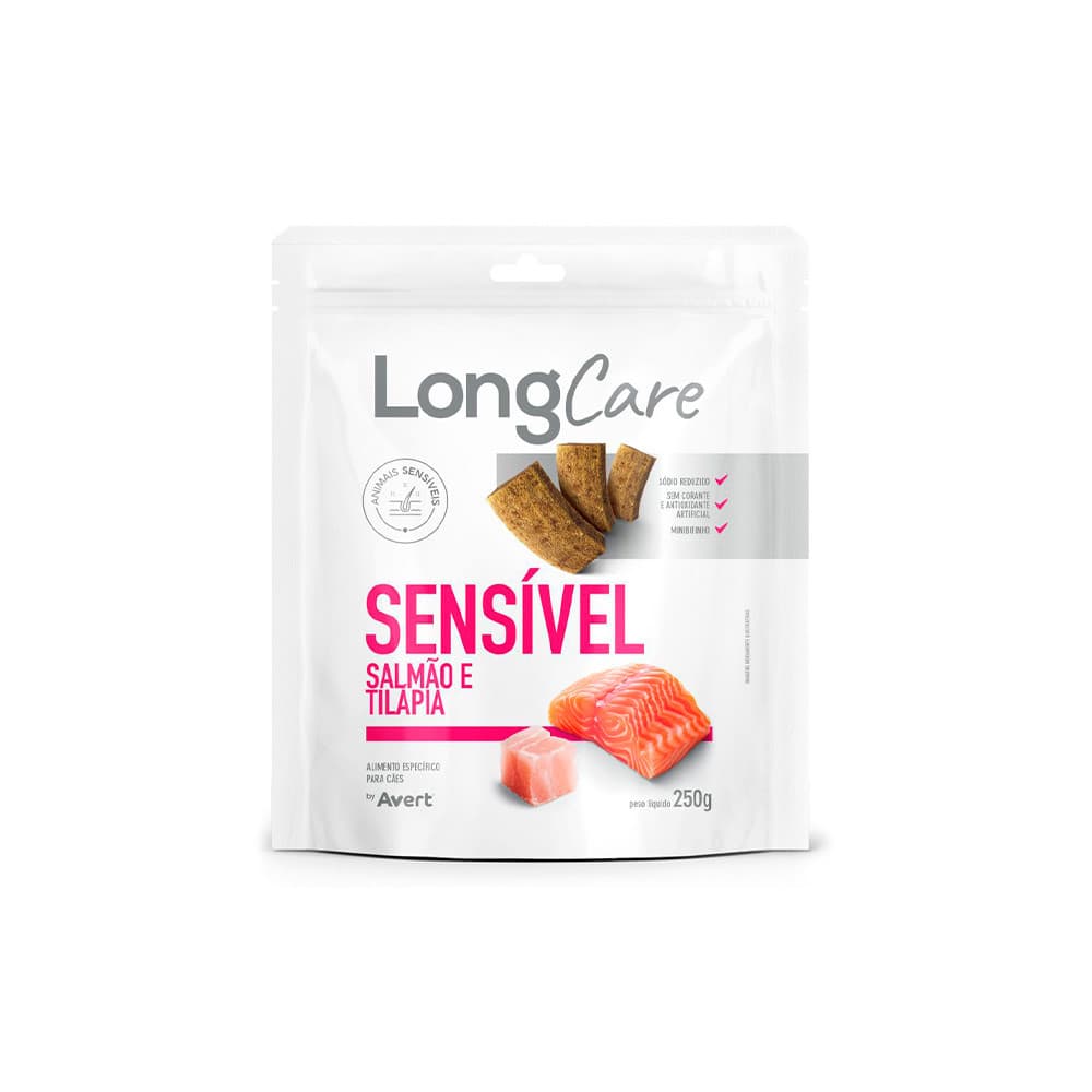 Longcare Sensível Salmão e Tilápia 250g Bifinho para Cães