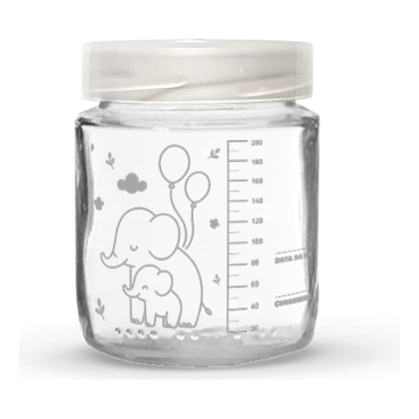 Kit 12 Frascos P/ Leite Materno - Graduação 200ml - Elefante