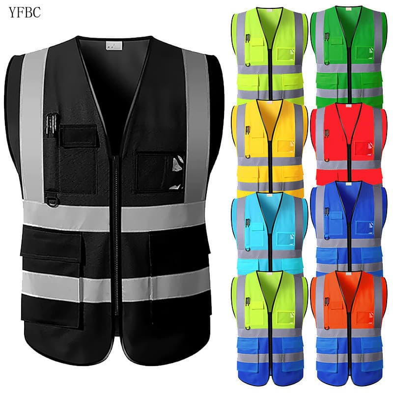 Colete de Segurança Refletivo Preto Personalizado para Ciclismo com Visibilidade e Bolsos Z4ZD