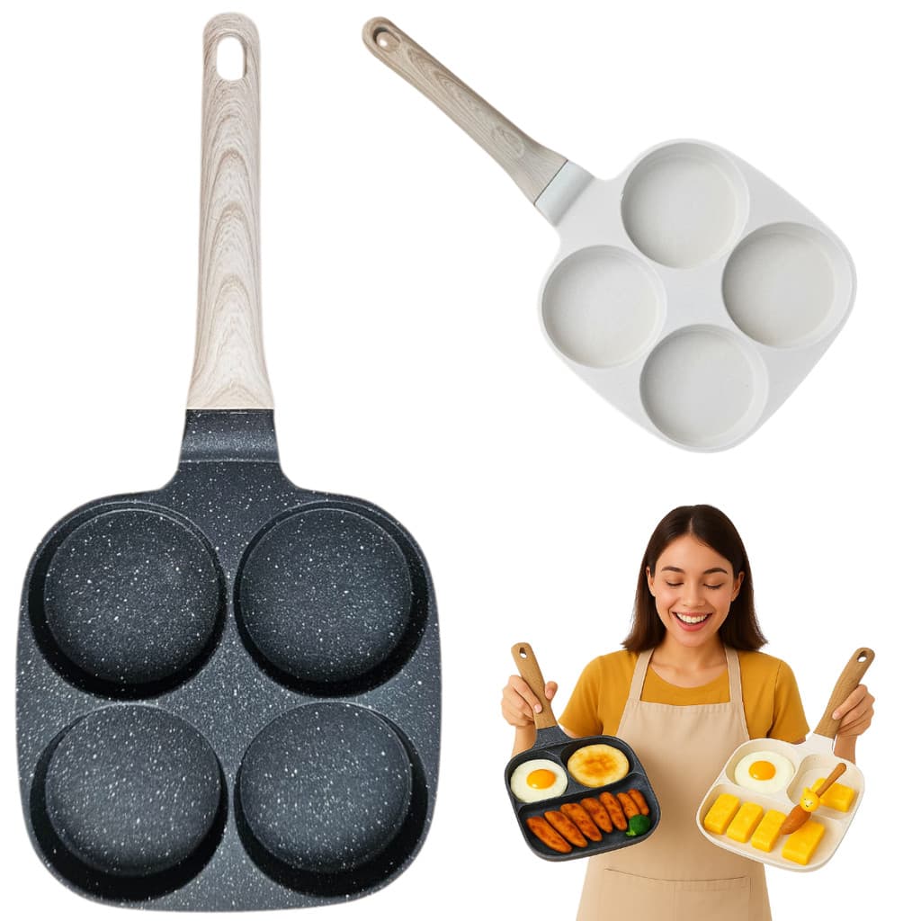 Frigideira Antiaderente 4 em 1 Redondo Fogão a Gás Ovo Revestimento Ceramica