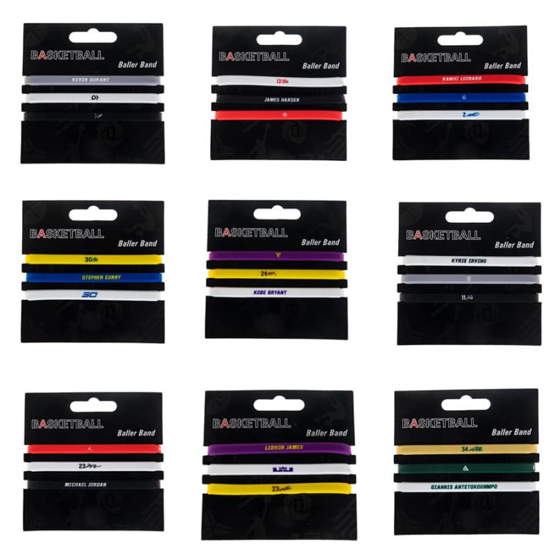 Conjunto De Três Peças De Pulseira De Silicone Fino De Basquete