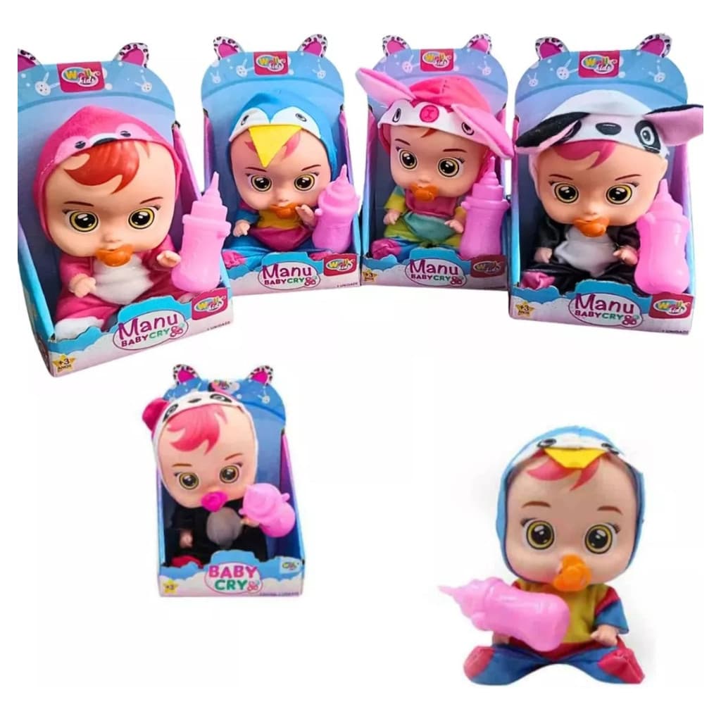 Boneca Baby Manu Cry Babies com Som e Chora de Verdade