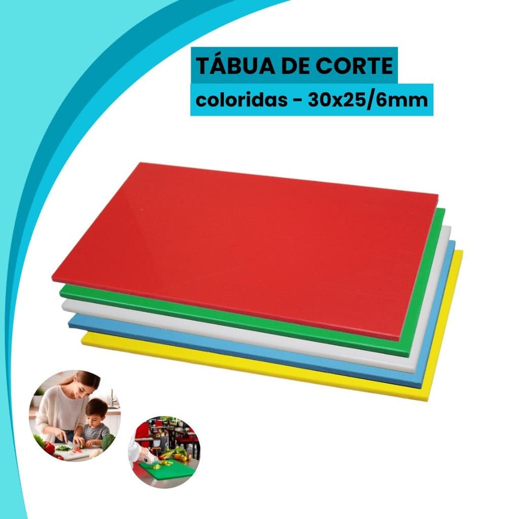 Tabuas De Corte Antibacteriana 30x25 6MM Diversas Cores Polietileno Carnes Legumes
