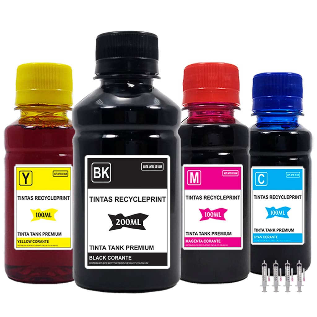Kit 500ml Tinta Compatível Impressora Epson L395 L3110 L3150 L3250 L1250
