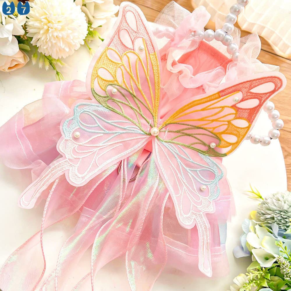 Borboleta Princesa Vestido Roupas Para Animais De Estimação Doces Cão Super Pequeno Fofo Chihuahua Mascote De Verão Rosa