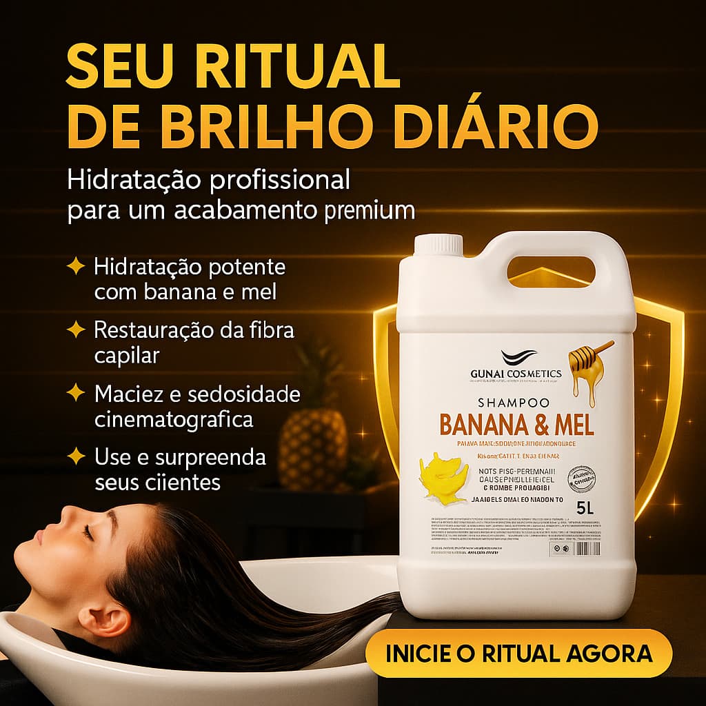 Shampoo Profissional Gunai Banana & Mel 5L – Hidratação Intensa, Nutrição e Alto Rendimento