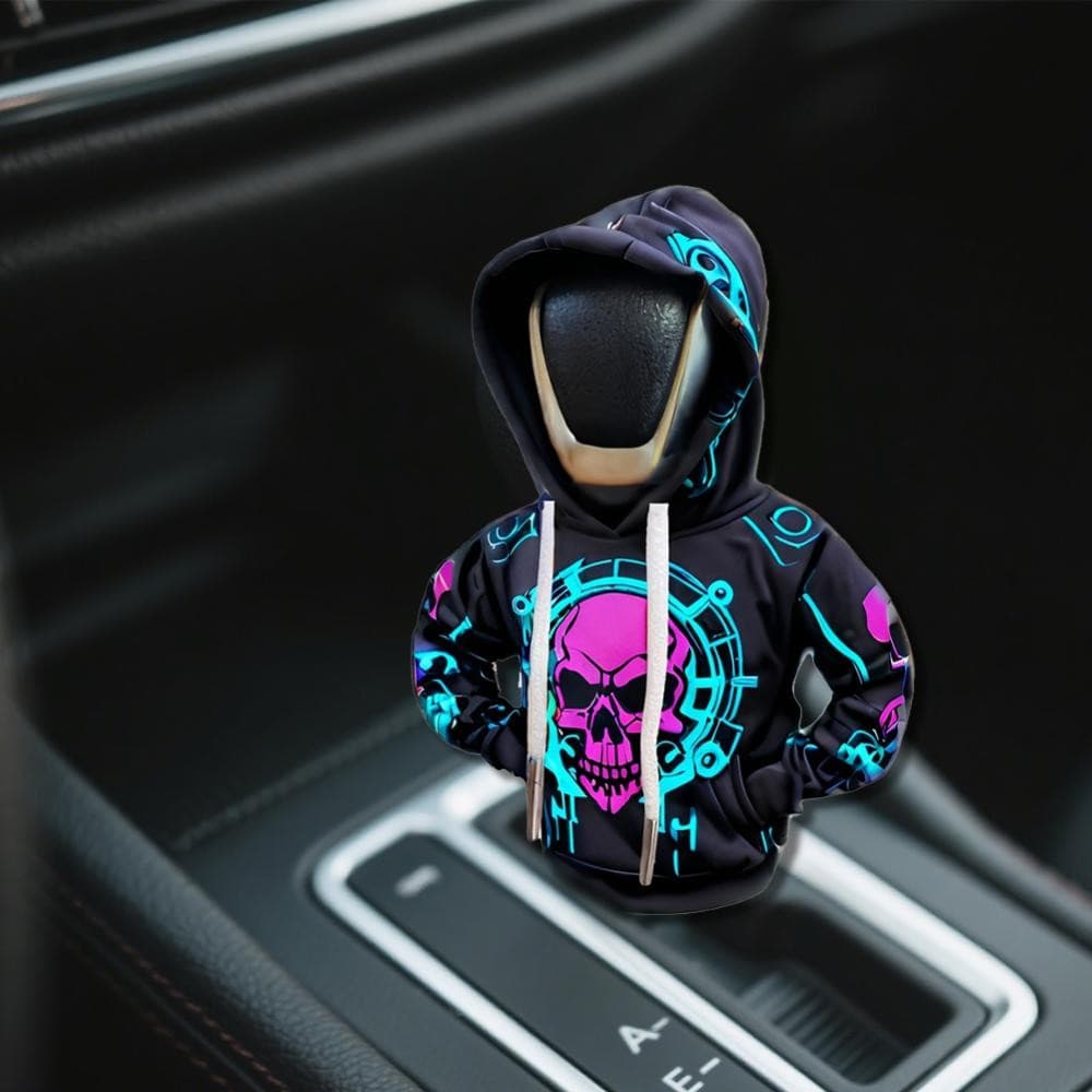 TKEY Criativo Crânio Alavanca De Engrenagem Do Carro Com Capuz Roupas Capa Pequeno Hoodie Interior Mudança J7S6