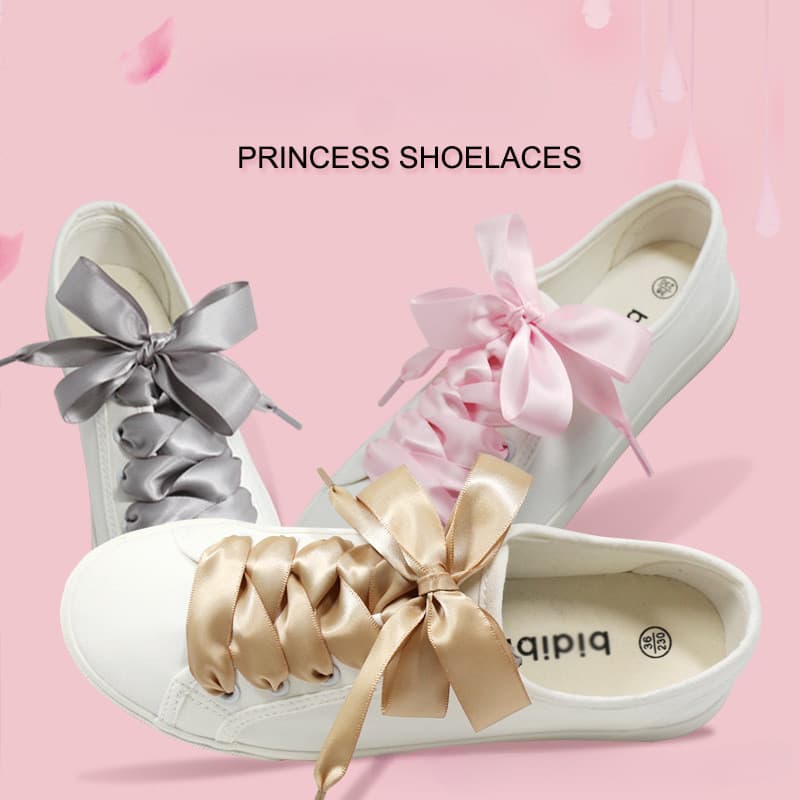 1 Par Atacado Cadarços De Seda 2cm Renda Fita De Cetim Colorido Doce Cor Sapato Plano