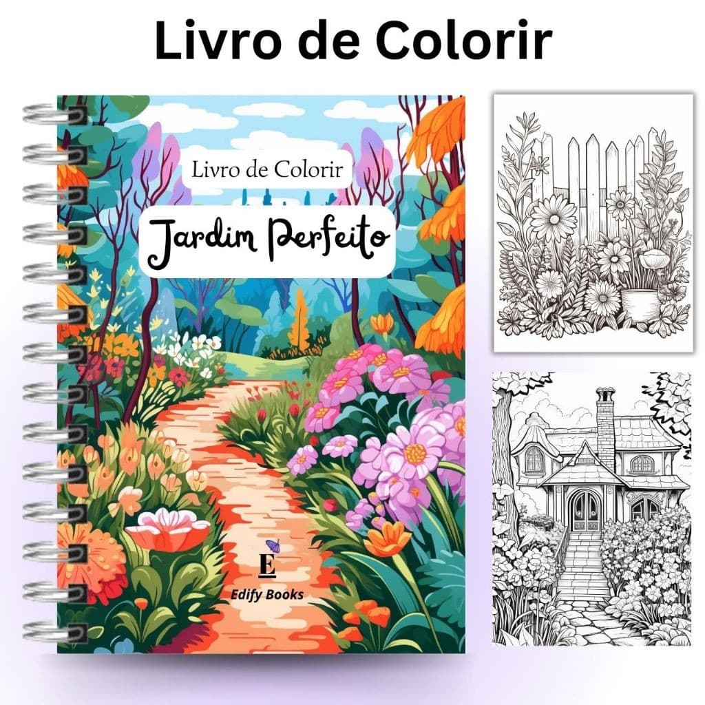 Livro de Colorir Adulto Desenhos para Colorir Jardim Perfeito A5 gramatura 120g  50 páginas