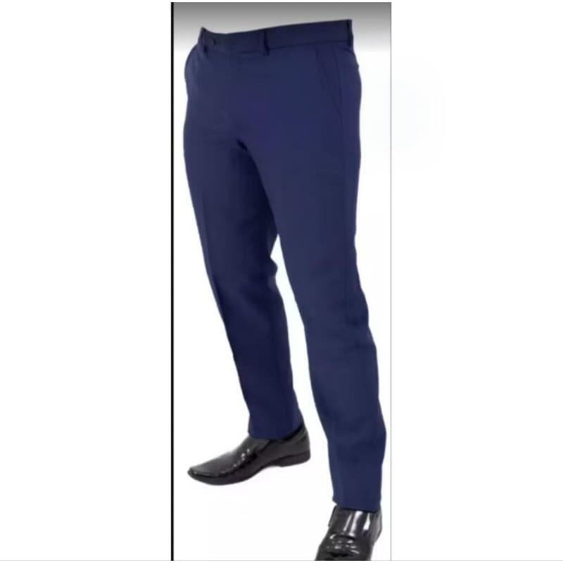 calça social masculino  em Oxford masculino semi slim executivo azul