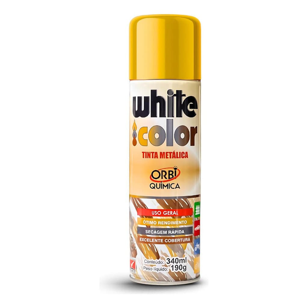 Tinta Spray Cor Ouro Metalico Dourado White Lub 340 Ml Premium