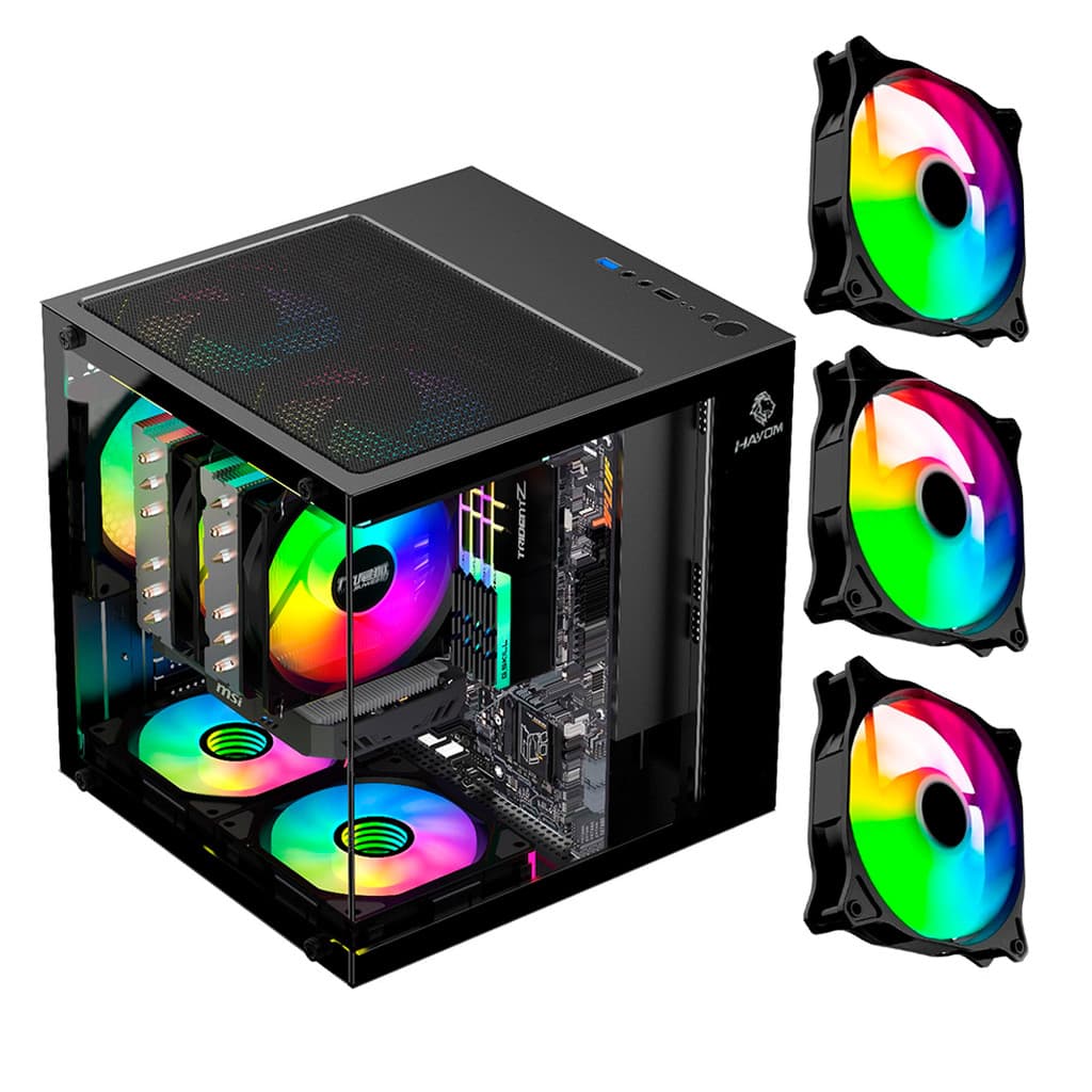 Mini Gabinete Gamer GB1787 Preto com 3 Fans RGB Micro-ATX