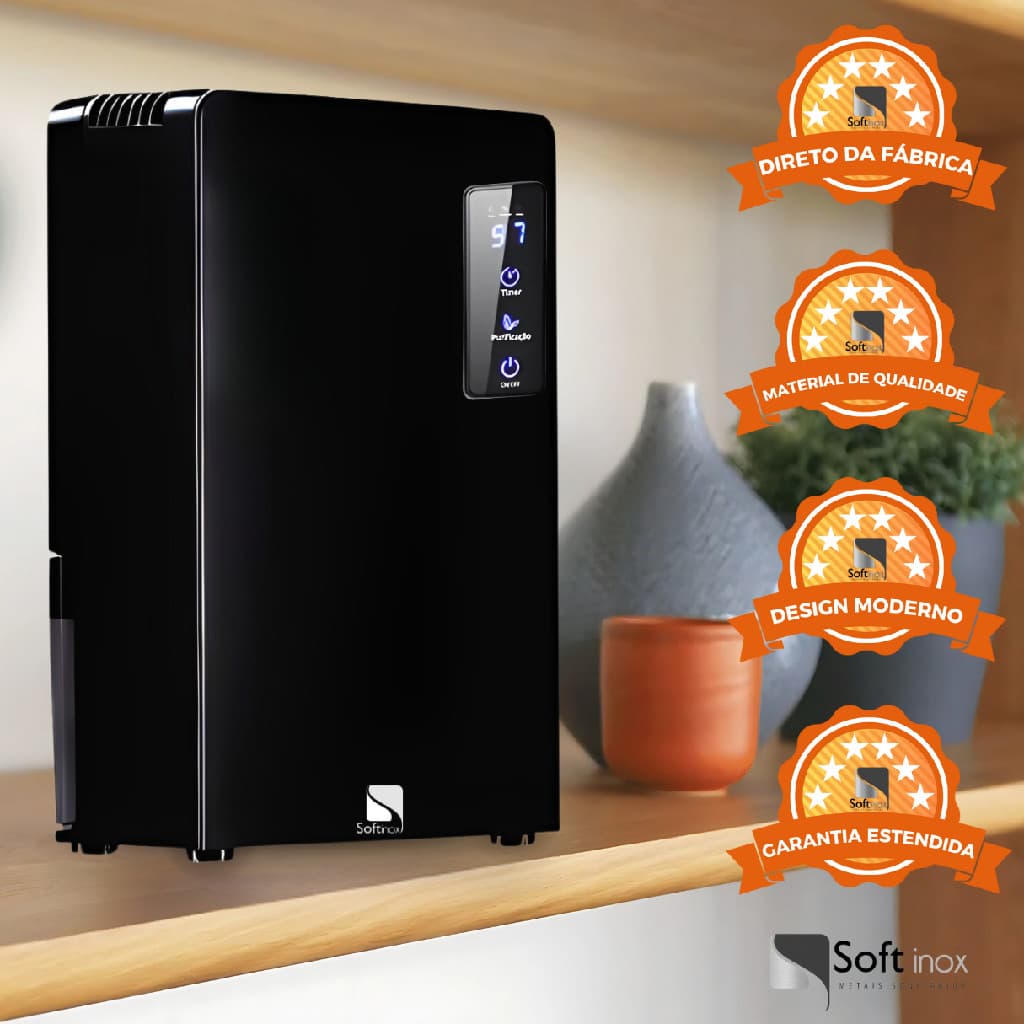 Desumidificador Elétrico Portátil Bivolt Antimofo 2200ml Black