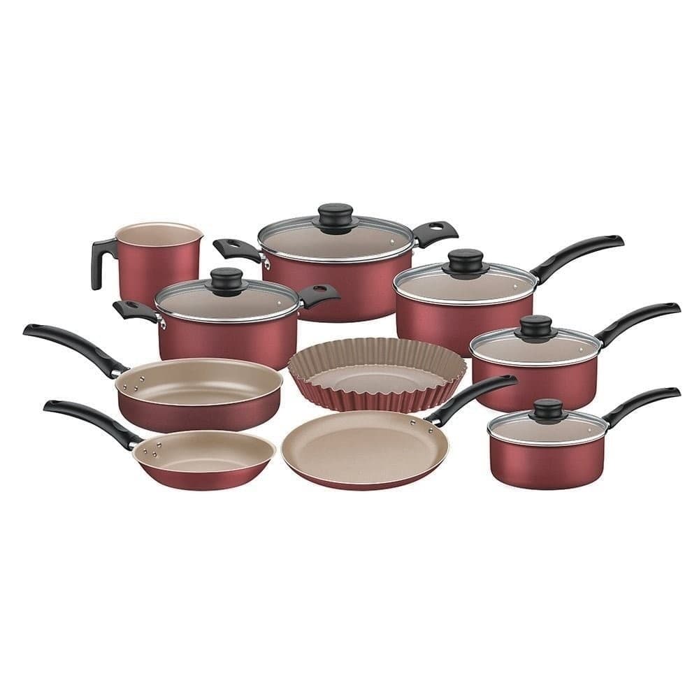 Jogo de Panelas Tramontina Turim Antiaderente Vermelha 10 Peças