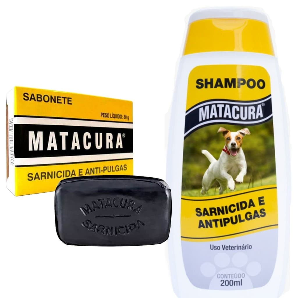 KIT MATACURA SHAMPOO E SABONETE TRATANENTO COMPLETO SARNA  PULGAS