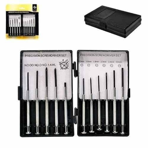 Jogo Chaves De Precisão Kit 11 Peças Abrir Relógio Celular Oculos Ferramenta Reparo Relojoeiro