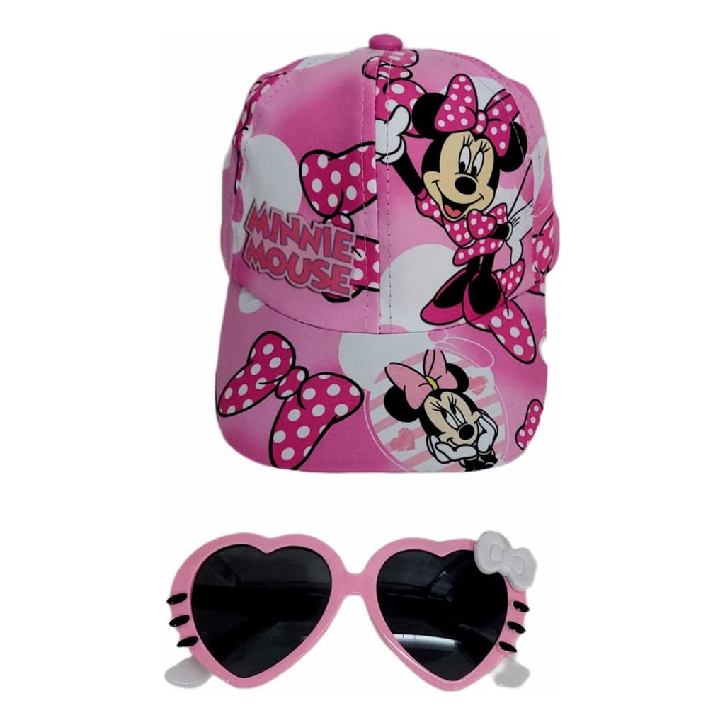 Kit Boné Infantil Minnie E Óculos De Sol Verão Meninas