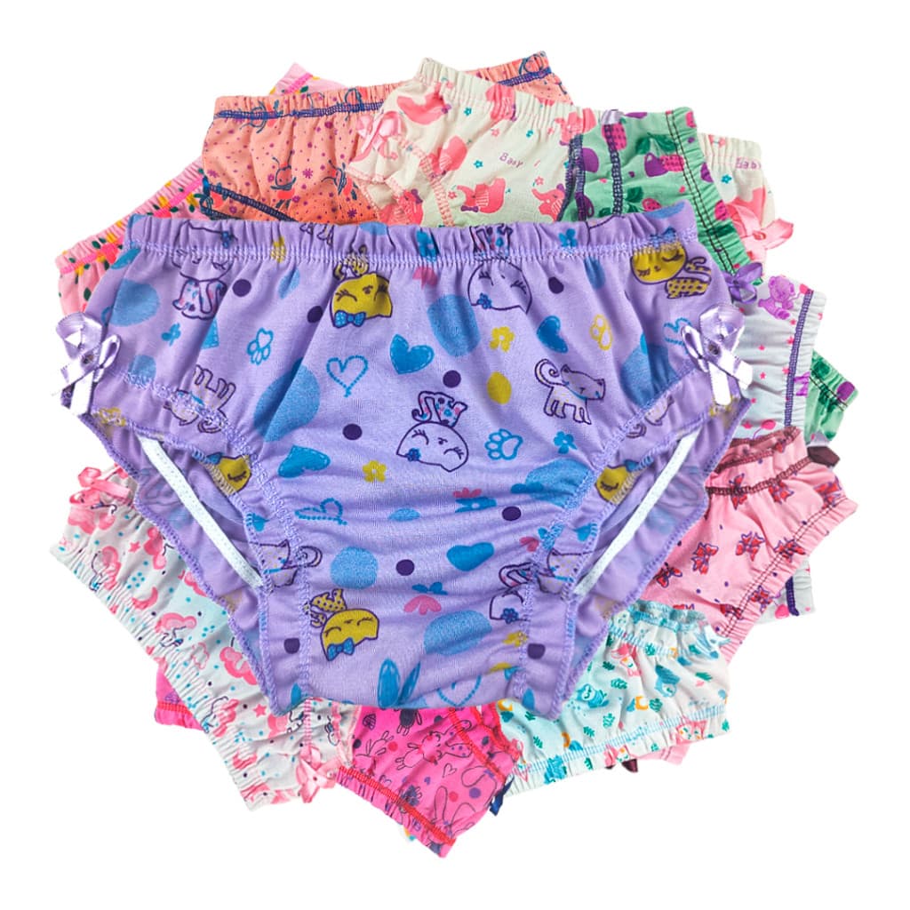 Kit 10 Calcinha Estampada Infantil Calçola Menina Feminina estampadas