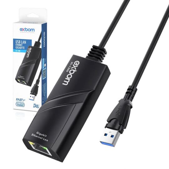 Adaptador Rede USB3.0 Gigabit 10/100/1000 RJ45 Exbom UL-1200