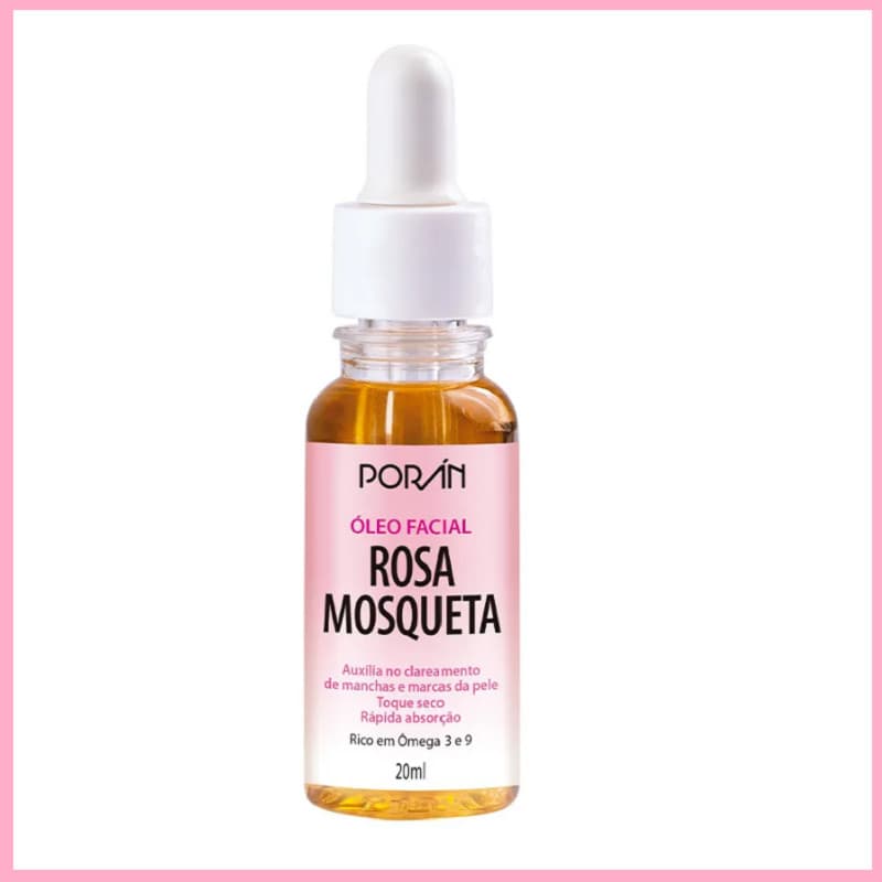 Oleo De Rosa Mosqueta Clareia Manchas Cicatrizes e Estrias - 100% Vegano 20 ML -  Poran PR52