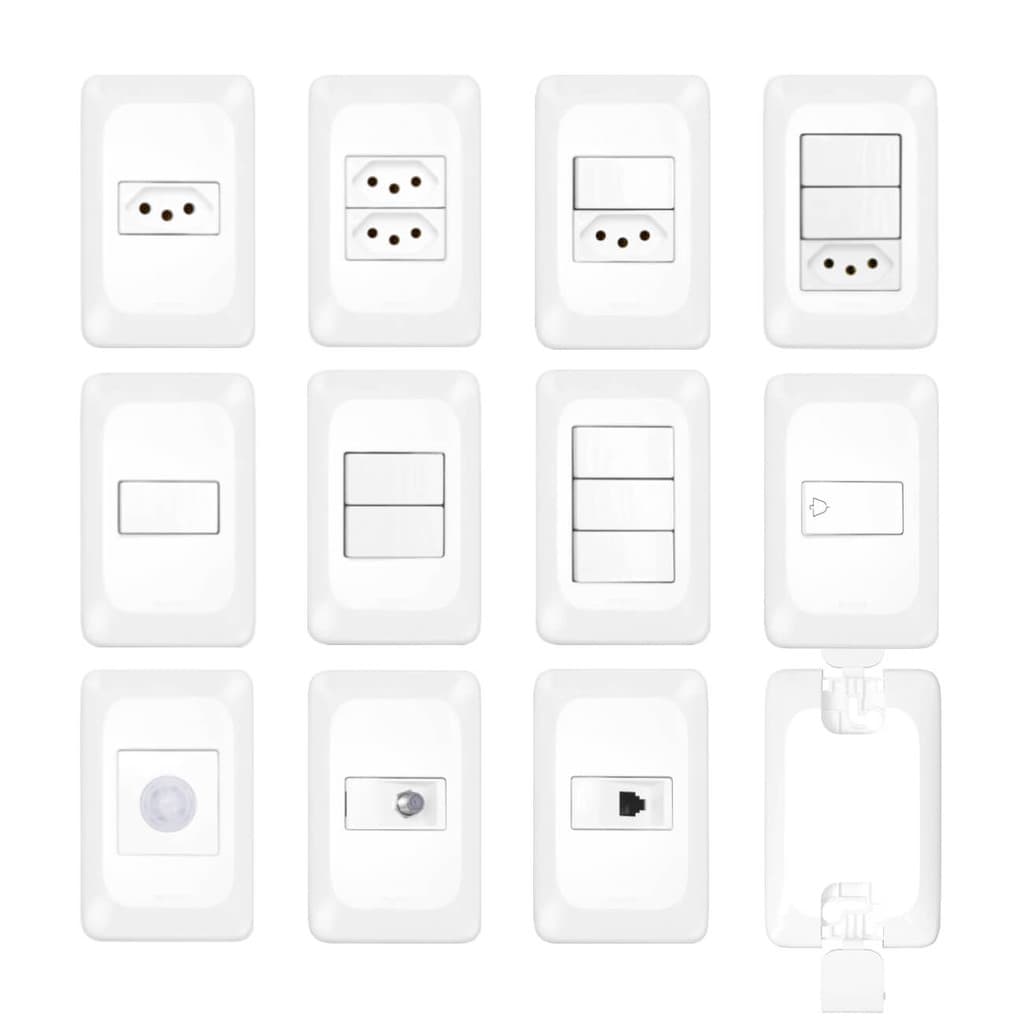Kit Personalizado Tomada e Interruptor PIAL PoP Legrand Tomada 10A 20A Interruptor Simples Paralelo