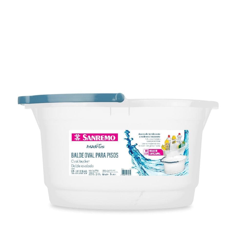 Balde Oval Plástico Transparente com Alça 14L Hydrus Sanremo