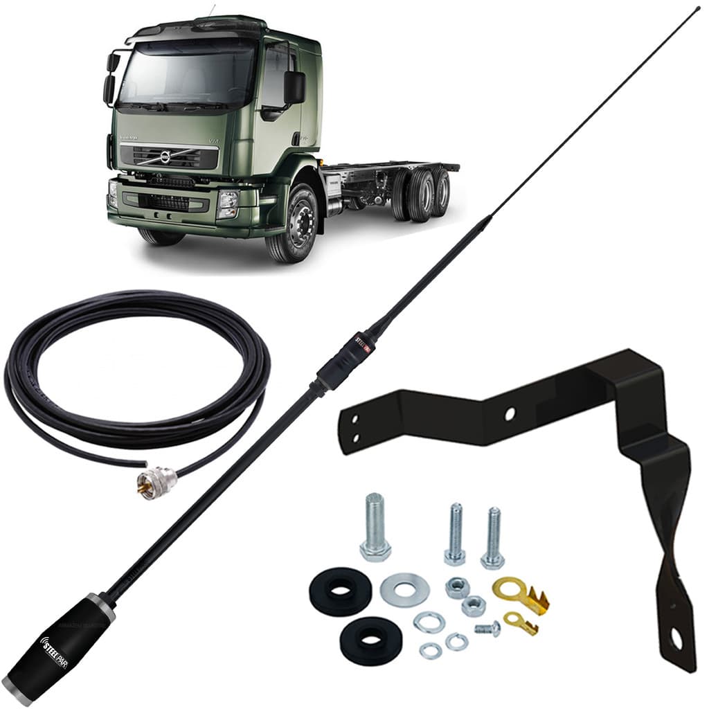 Antena Px Bobinada Black Argentina 1,63m Cabo 5,5m Parafusos Volvo Vm