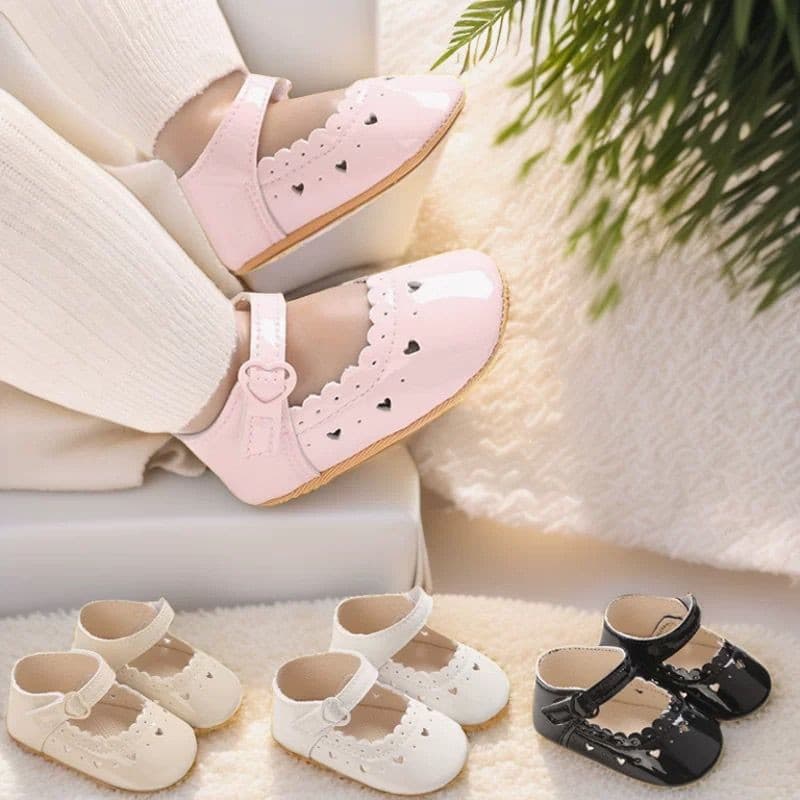 Sapatos Mary Jane De Cor Sólida Para Bebês Meninas Com Sola De Borracha Macia Antiderrapante Primavera E Outono De Princ