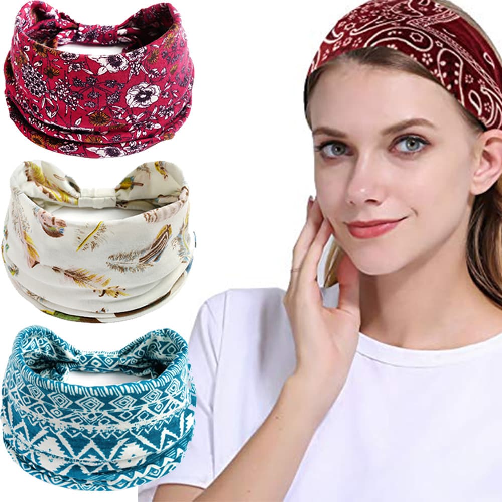 Boho Headbands Para Mulheres Bandana Moda Antiderrapante Elástico Largo Turbante Cabeça Envoltório Menina Headwaer