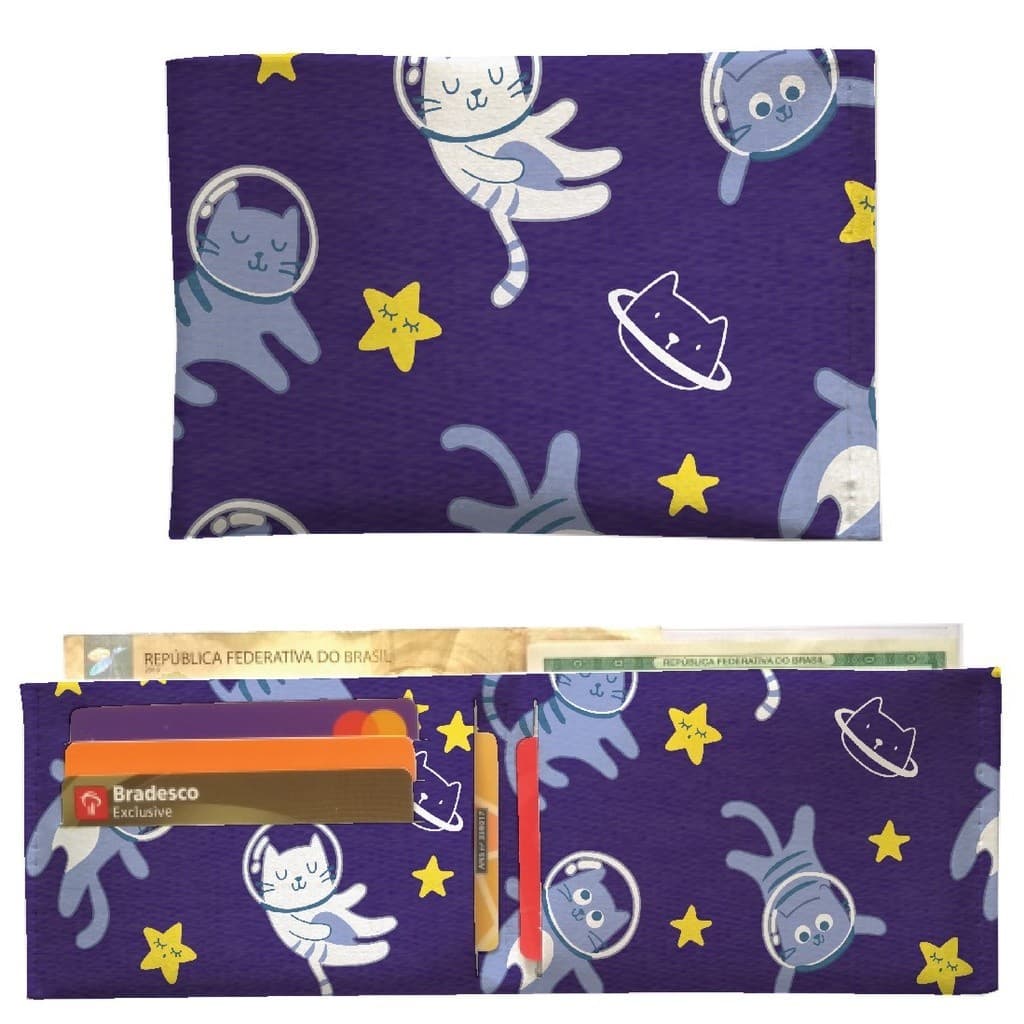 Carteira Slim - Gato Astronauta