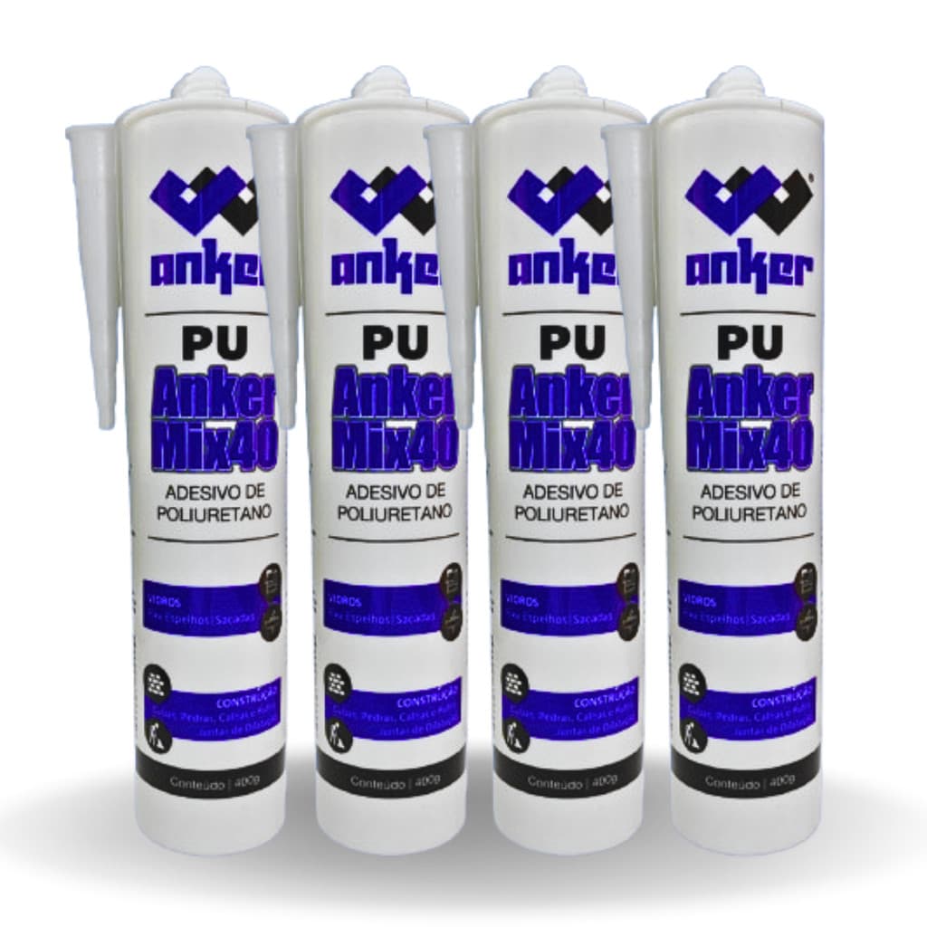 Kit 4 Selantes Poliuretano Adesivo Pu40 AnkerMix Branco
