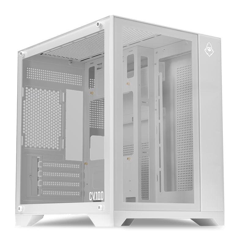 Gabinete Gamer Aquário  Mancer CV100, Mid-Tower, Lateral De Vidro, Branco, MCR-CV100-WH