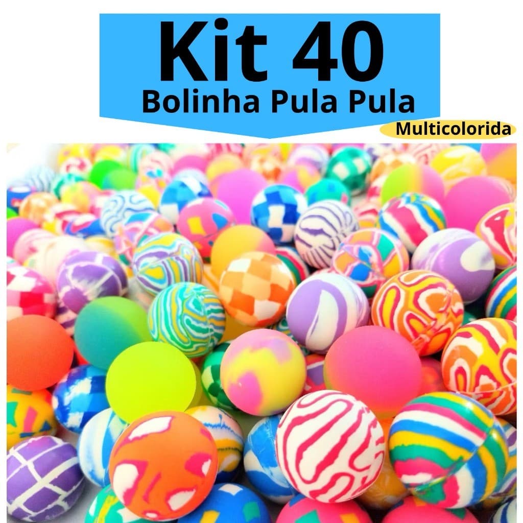 Kit 40 Bolinhas Pula Pula Multicoloridas Festa Brinquedo Lembracinhas Infantil