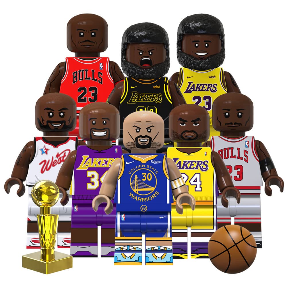Estrela De Basquete Curry Lebron James Kobe O'Neal Com Figuras De Troféu O'Brien Brinquedos De Blocos De Construção