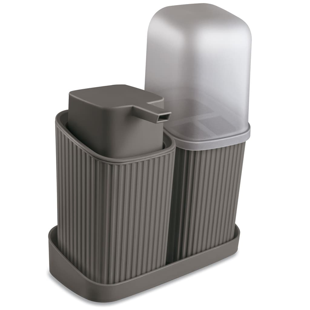 Kit Banheiro Duo - Porta Sabonete liquido - Porta Escova - Bandeja